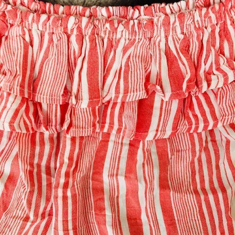 Lulu’s Striped Off Shoulder Crop Top Small - Picture 7 of 8